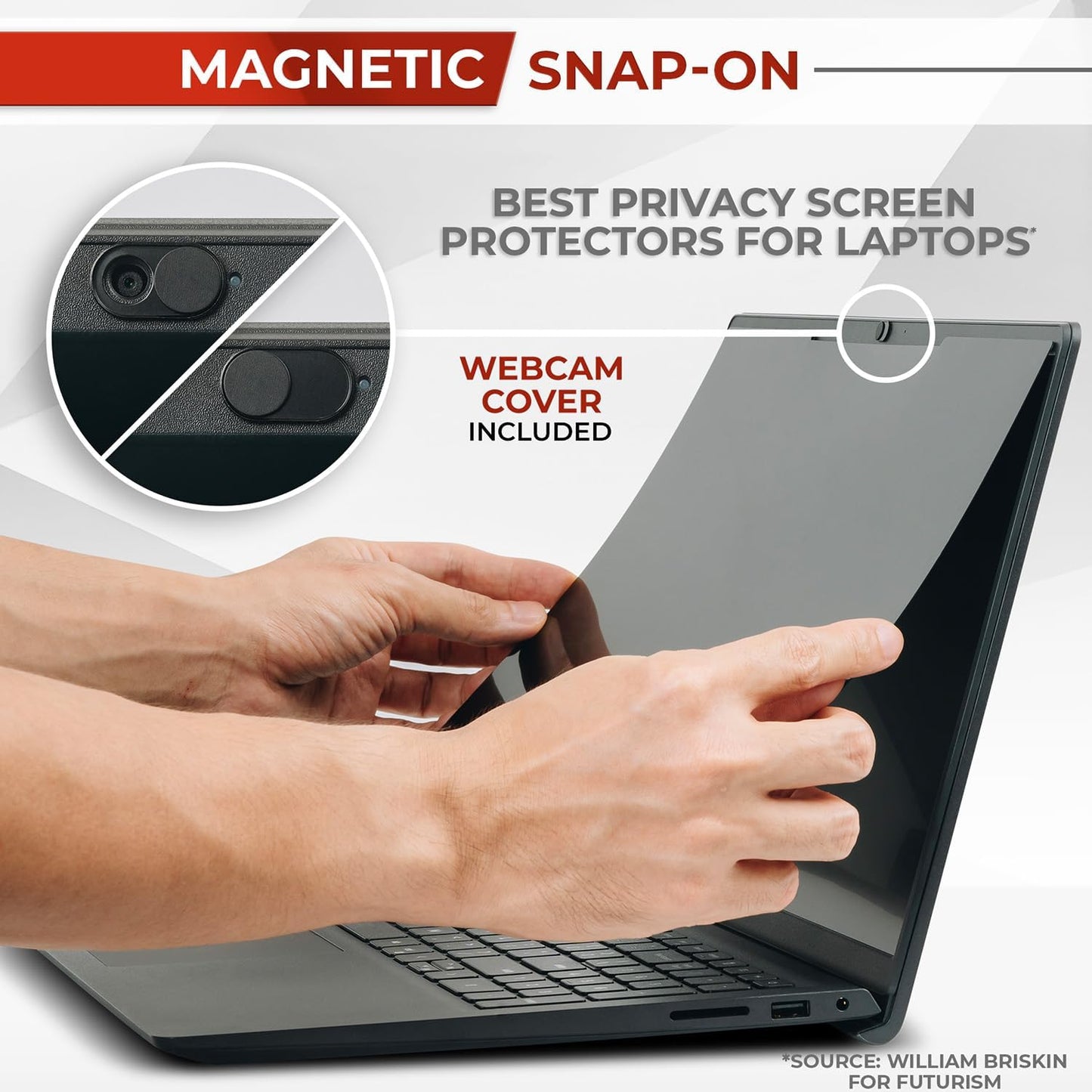 Magnetic Laptop Privacy Screen 15.6 Inch 16:9 - Removable Computer Privacy Filter Shield and Protector