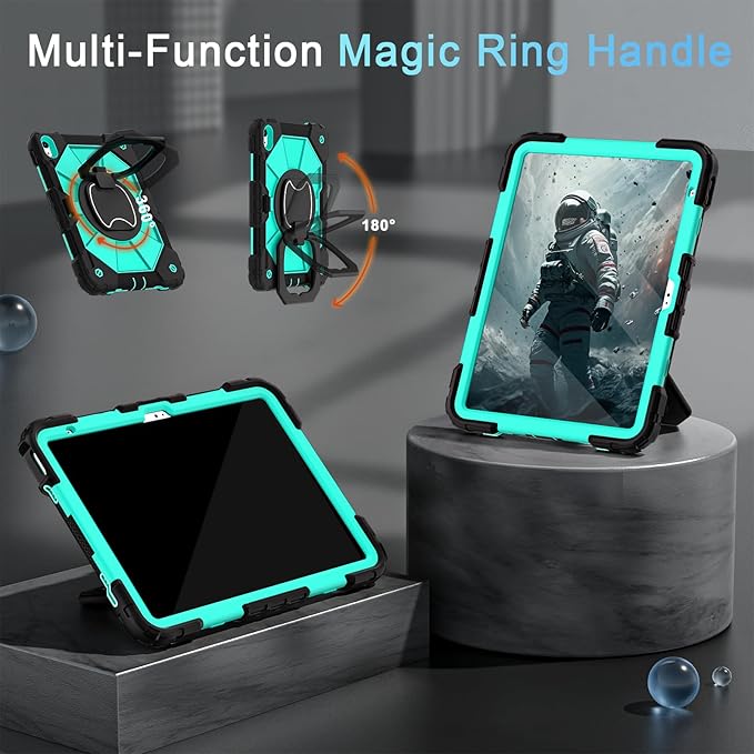Case for iPad (A16) 11th/10th Generation 2025/2022,iPad Case 10th Generation with Rotating Stand Screen Protector,Shockproof Cover for i Pad 11.0/10.9 Inch Cases,Black Mint