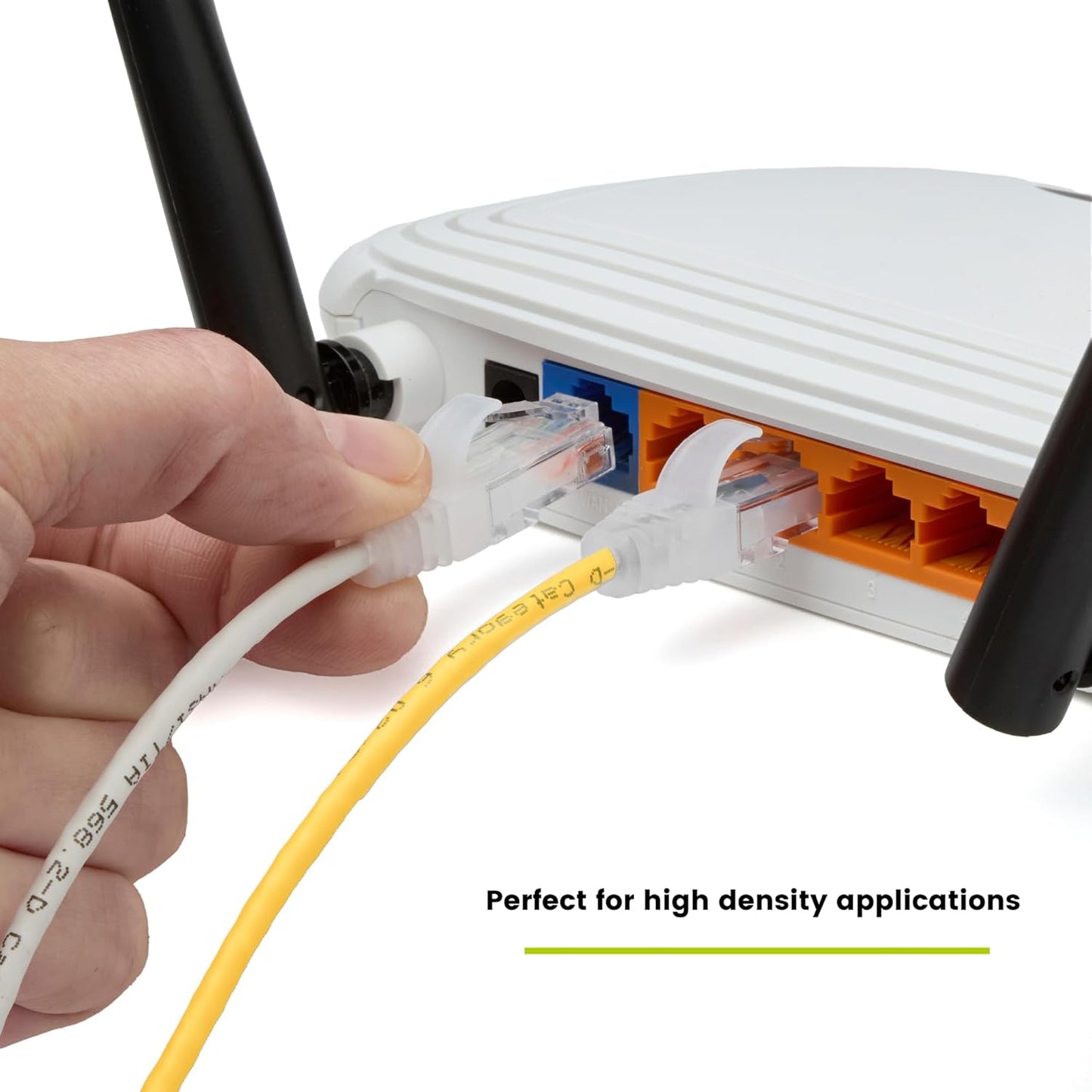 TRUECABLE Cat6 Component Rated Patch Cable, Unshielded (U/UTP), 2ft, Yellow, 28AWG Solid Copper, Snagless 10G High-Speed Ethernet Cable, PoE++ 4PPoE 100W, UL Listed, RoHS-3, 5 Pack