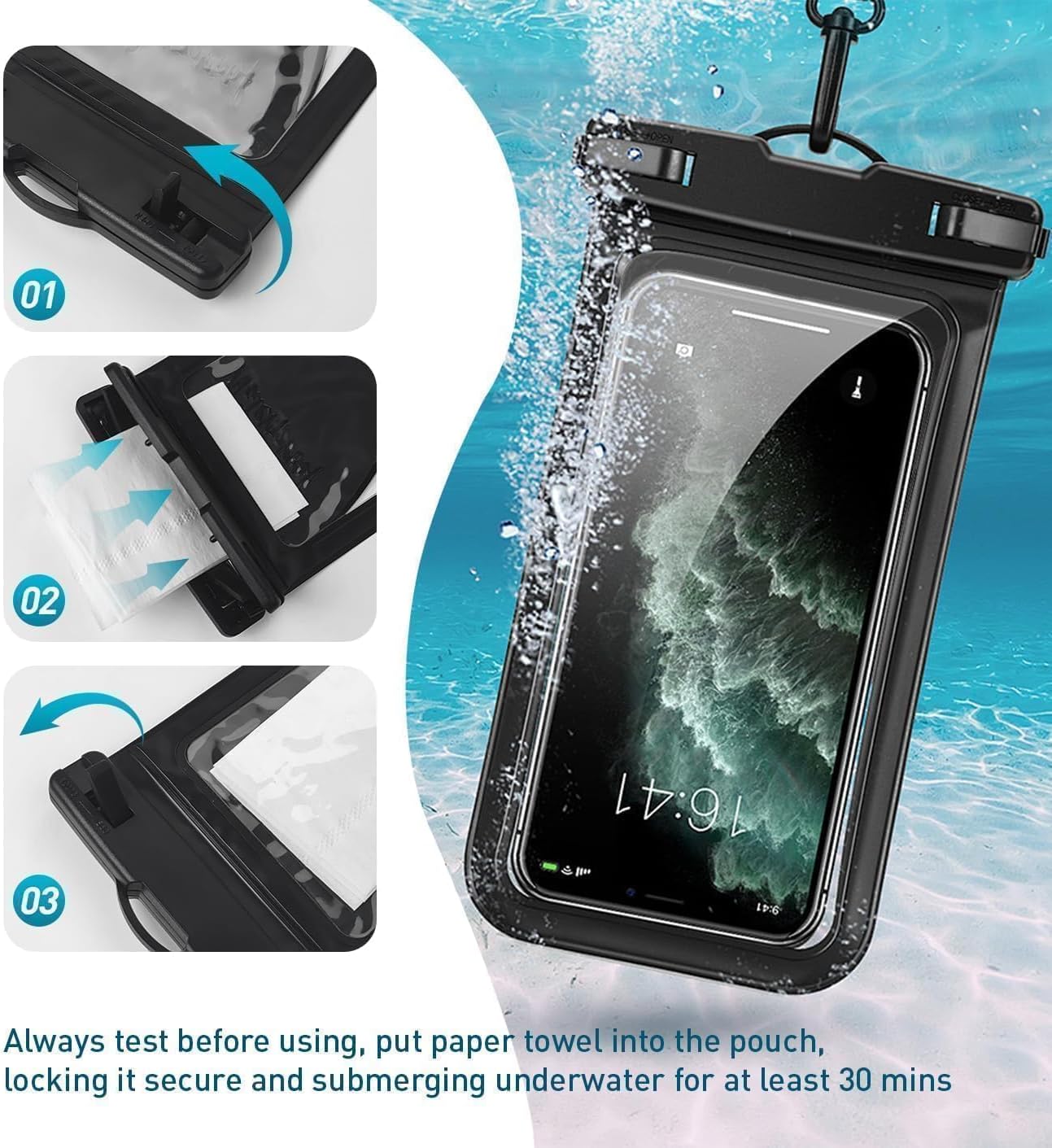 Universal Waterproof Phone Case,with Inside Card, Certified and Lightweight Waterproof Cellphone Pouch Under Water Beach Accessories for iPhone 16 15 14 13 Pro Max, 1 Pack-Yellow-8.3″