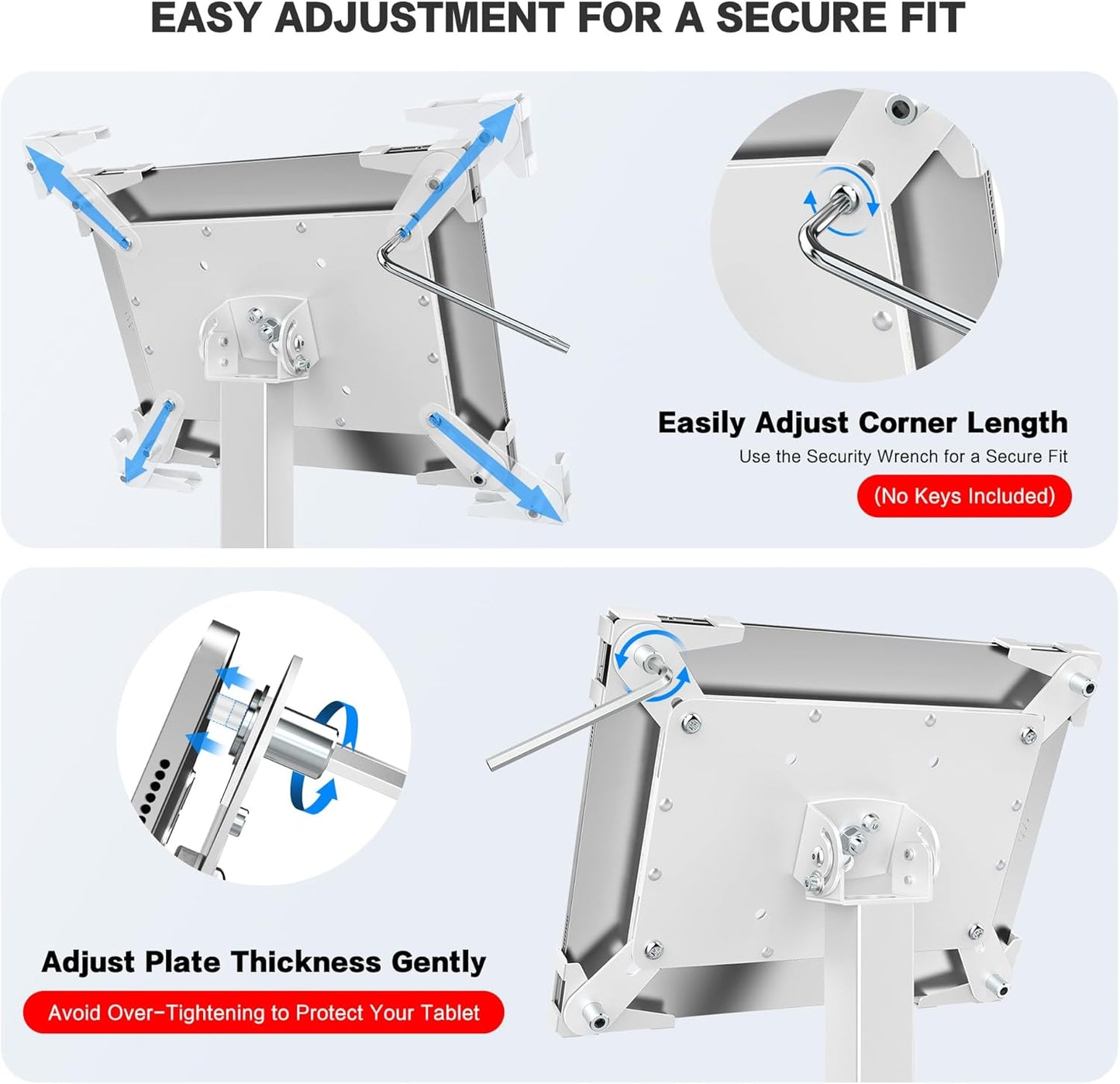 AboveTEK Security iPad Kiosk Floor Stand, Anti-Theft POS Tablet Stands for Retail Business, Height Adjustable Tablet Floor Stand, 360° Swivel Universal Locking Holder Fits 9.7"-13" iPads/iPad Pro/Air