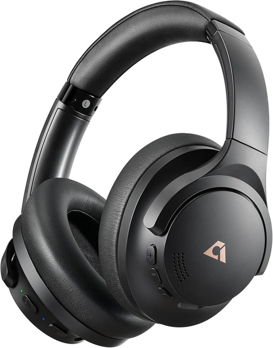 1Mii Y8+ Noise Cancelling Headphones Bluetooth, Wireless LDAC Hi-Res Audio, Custom EQ via App, 75H Playtime, Comfort Fit, Over Ear Headphones Foldable for Airplane Travel Home Office Black