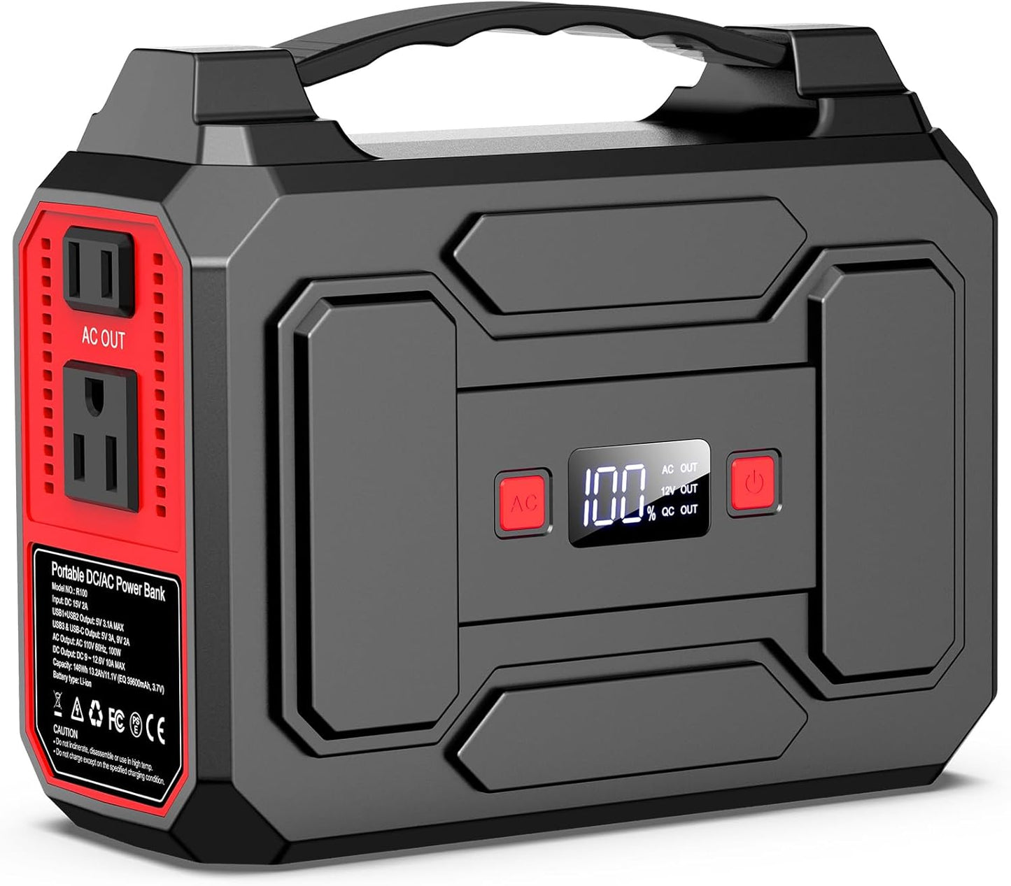Apowking Portable Power Station Bank 146Wh 200W Peak(100W Rated), Solar Powered Power Bank with AC Outlet 110V for Camping, Solar Charger Power Bank Battery Pack 39600mAh for Home Outdoor Emergency