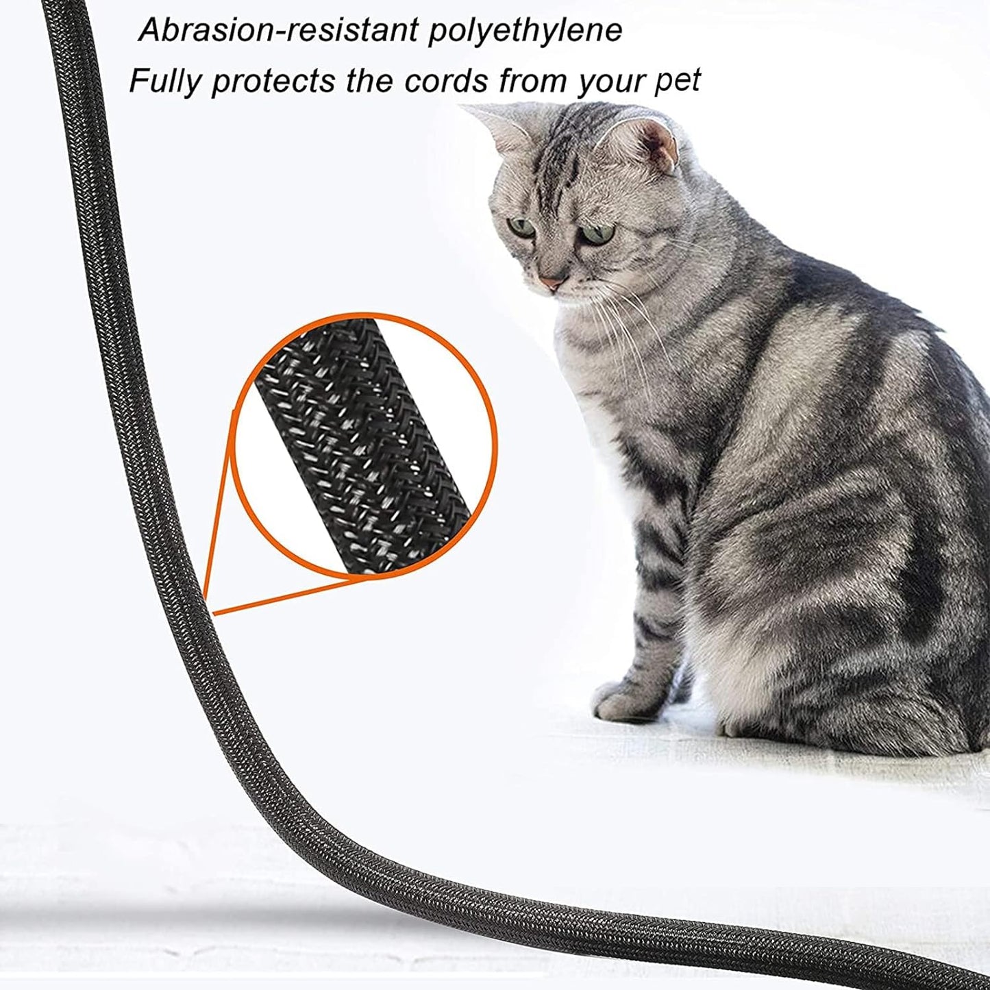 CrocSee 10ft - 1/2 inch Braided Cable Management Sleeve Cord Protector - Self-Wrapping Split Wire Loom for TV/Computer/Home Theater/Engine Bay - Black