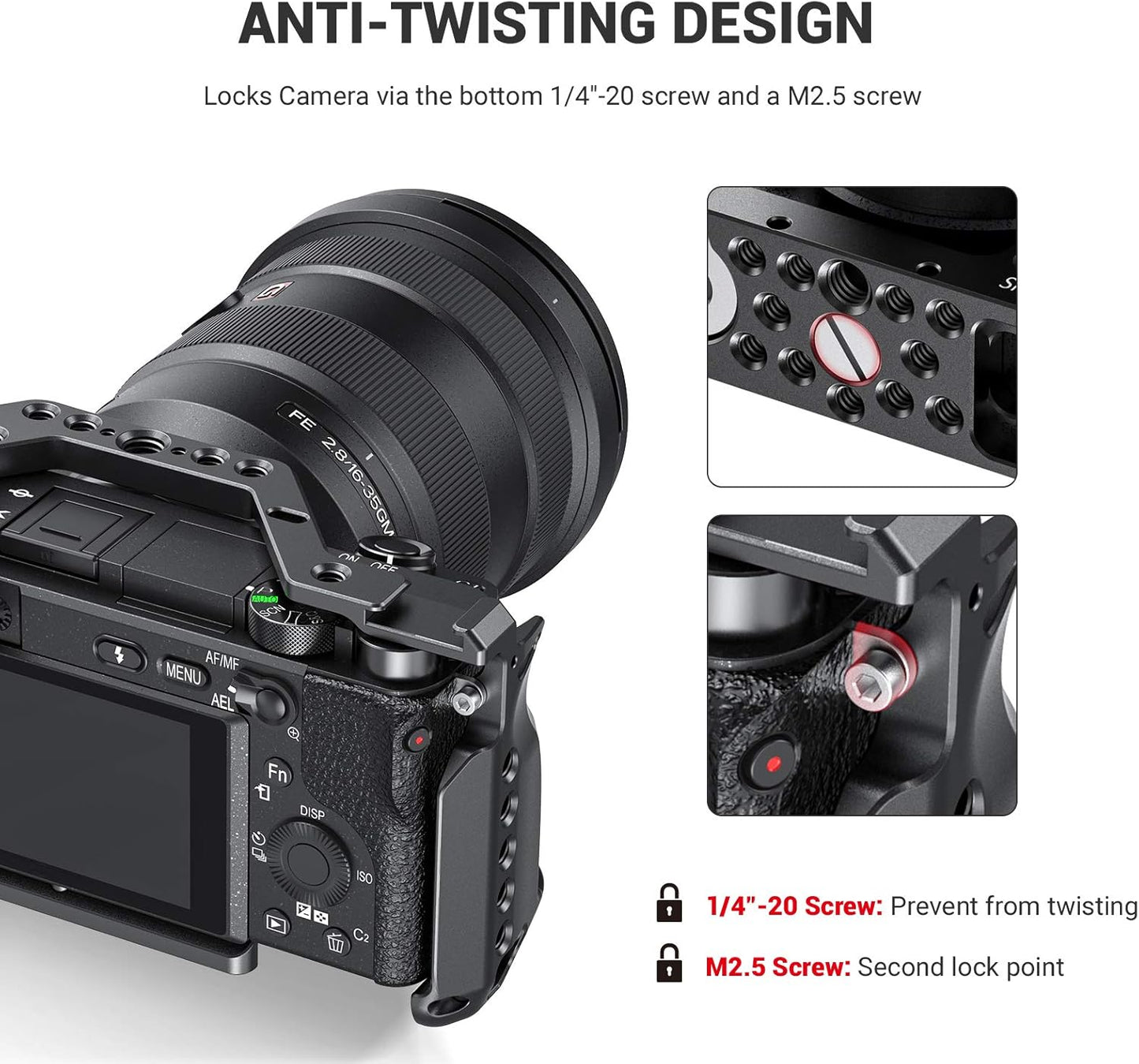 SMALLRIG Cage for Sony Alpha A6600/ILCE 6600 Mirrorless Camera with Cold Shoe Mounts - CCS2493