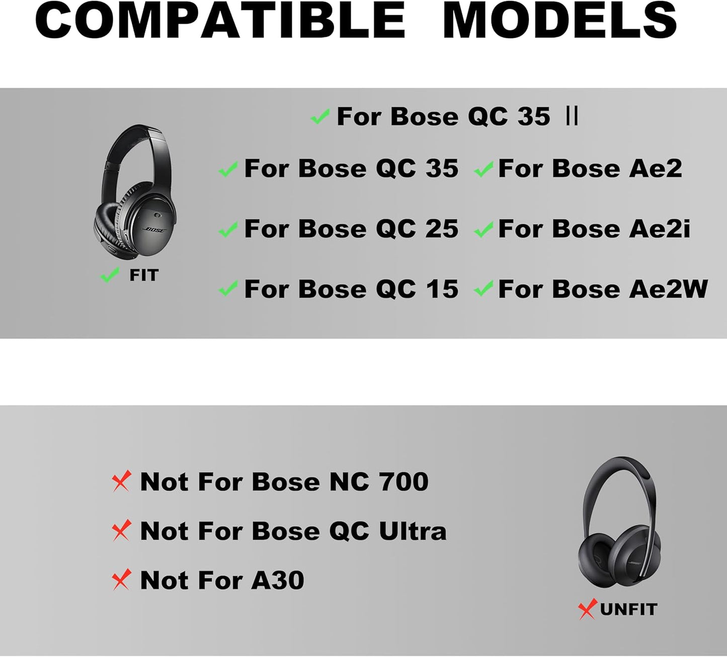 Replacement Ear Pads - Compatible with QuietComfort 35 & QC35 ii Headphones,Softer Leather, Premium Noise Cancelling Earpads, Durable & Comfortable Ear Cushions (QC 35-Black&Black)