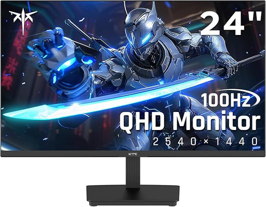 KTC 24 Inch QHD 2560x1440 IPS Computer Monitor, 100Hz Zero-Frame 2K Gaming Office Monitor, Adaptive Sync, HDR10, VESA, Tilt Adjustable, Low Blue Light, DisplayPort, HDMI, H24T27
