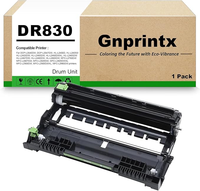 DR830 Drum Unit Replacement for Brother DR-830 Compatible with Brother DCP-L2640DW HL-L2460DW HL-L2405W HL-L2480DW MFC-L2820DW MFC-L2807DW HL-L2400D HL-L2865DW Printer