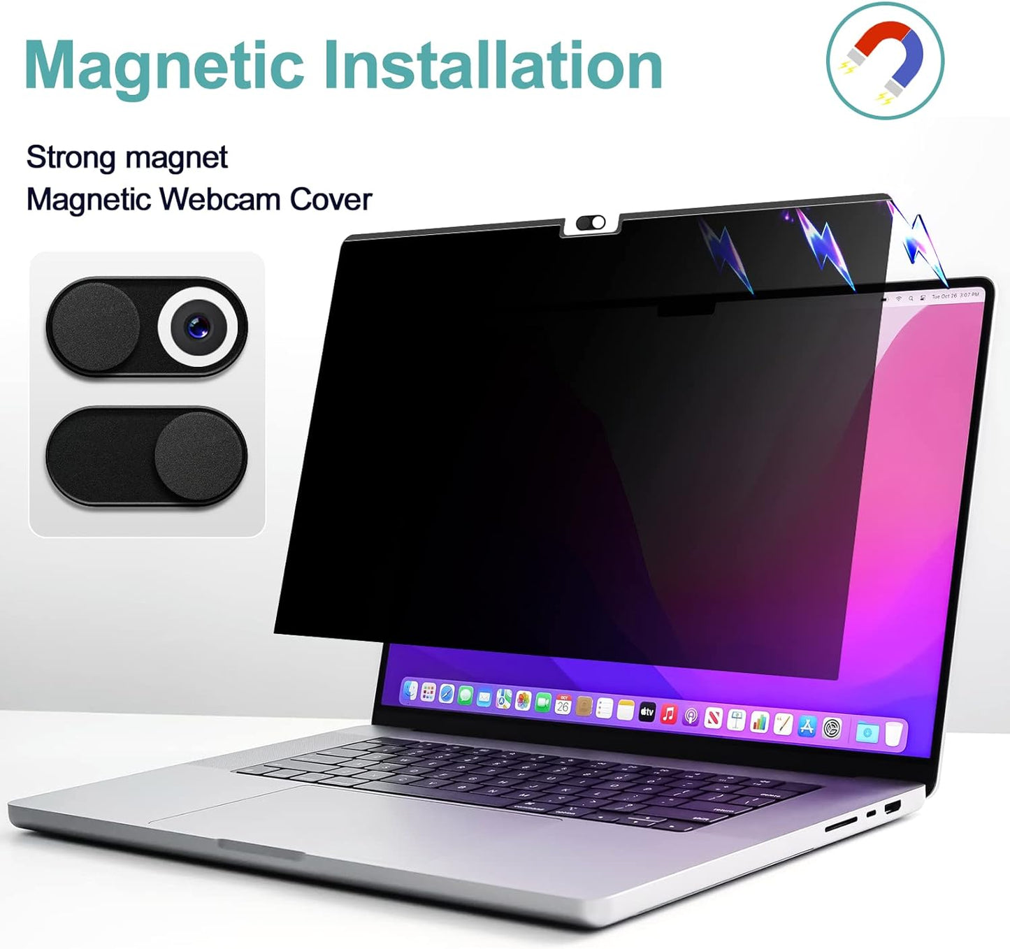 Magnetic MacBook Air 13.6/13 Inch Privacy Screen, Compatible with MacBook Air 13.6 Inch (2022-2025 Model,M2,M3,M4), Removable Matte Anti Glare Blue Light 13In Mac Laptop Screen Protector Filter IPROKKO