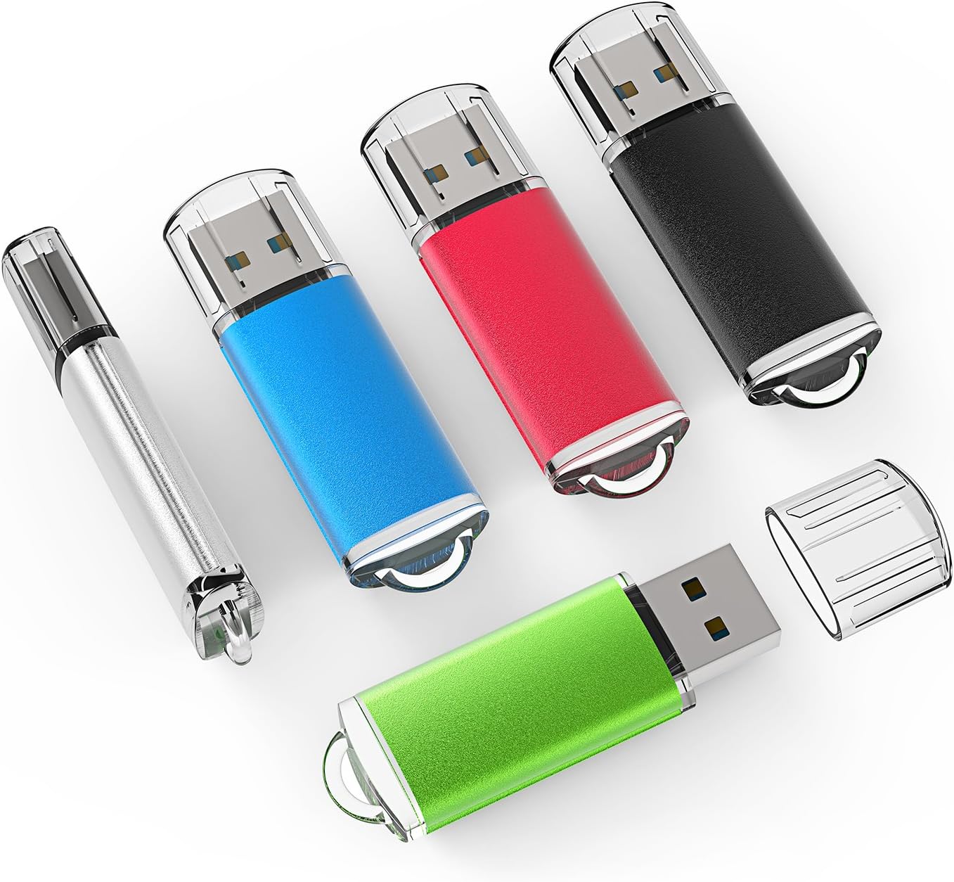TOPESEL USB Flash Drive 5 Pack 32GB USB 3.0 Flash Drive High Speed 32gb Flash Drive Memory Stick USB Drive Thumb Drives USB Stick for PC laptops (5 Mixed Colors: Black Blue Green Red Silver)