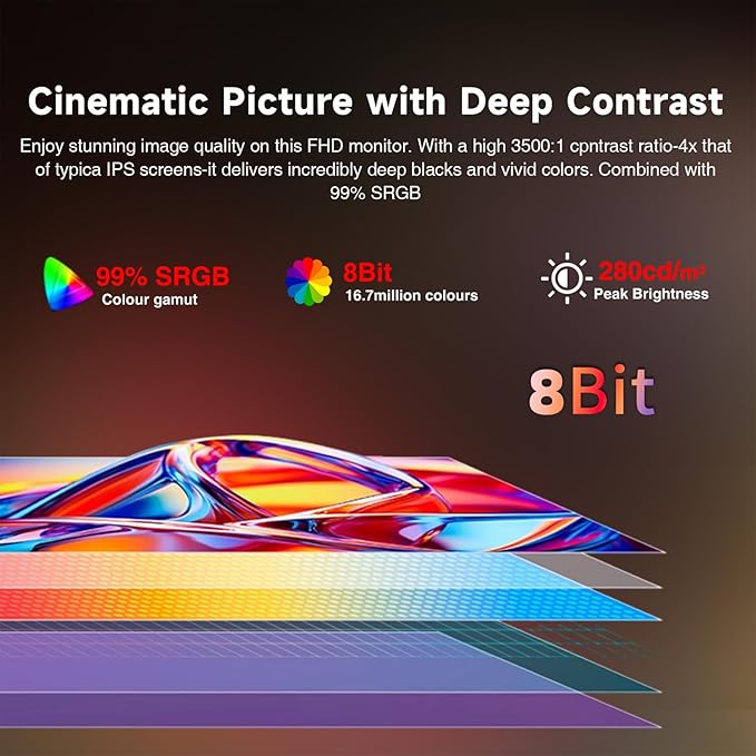 27 Inch 240Hz Gaming Monitor FHD 1080P, 1ms, AMD FreeSync Premium, 99% sRGB, HDR Ready, Tilt Adjustable