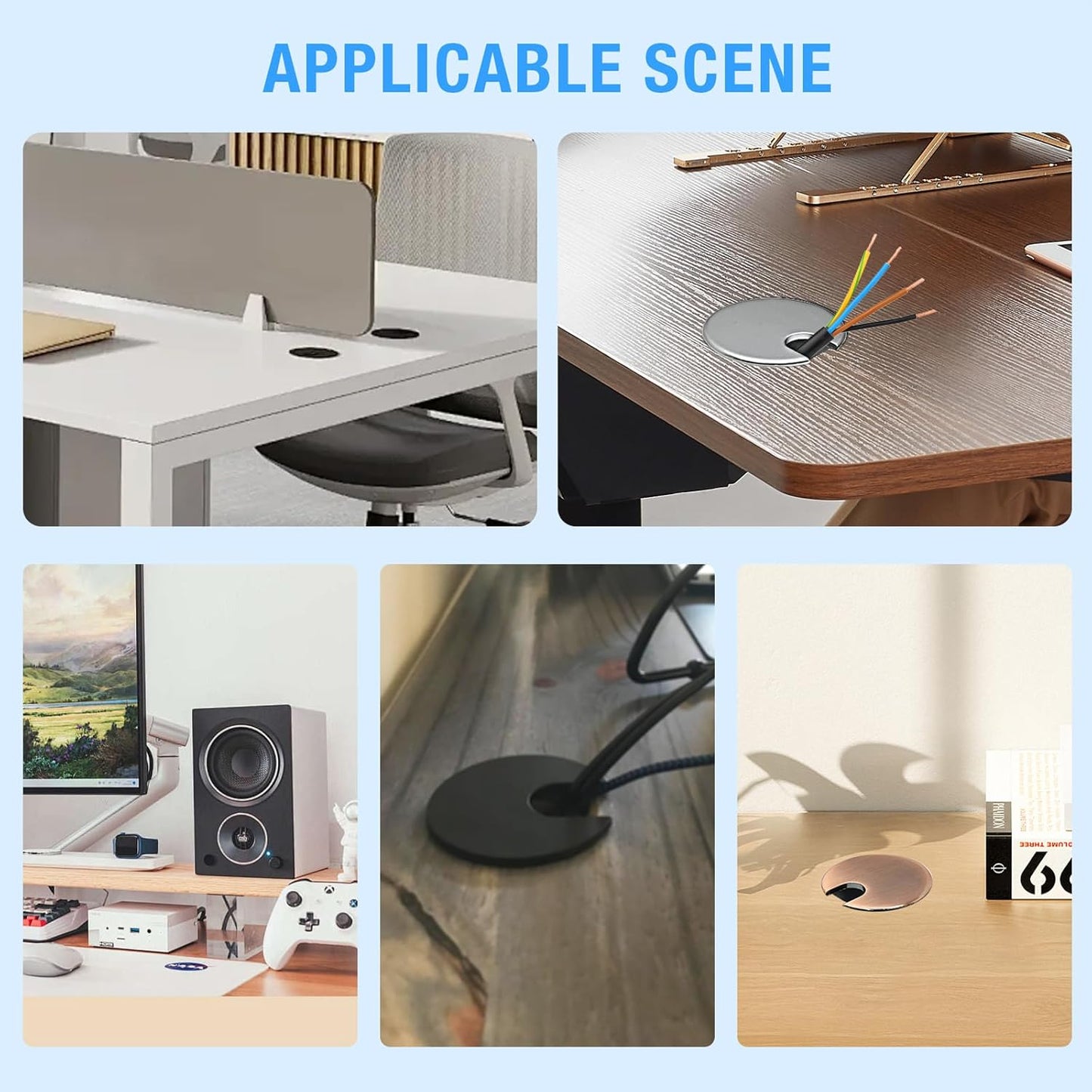 Desk Grommet 1-3/8" (35 mm), Desk Cord Hole Cover, Cable Grommet Metal Zinc Alloy Materilal, Desk Hole Grommet for Office and Home Table Cable, Detachable Cable Cord Organizer (Bronze 2 Pcs)