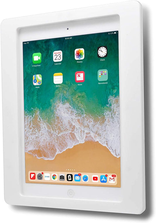 TABcare Anti-Theft Acrylic VESA Enclosure for Apple iPad 2/3/4 9.7" with Free Wall Mount Kit & 90-Degree Angle Charge Cable (iPad 2/3/4 9.7", White)