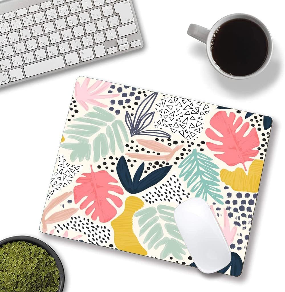 Mouse Pad, Abstract Leaves Mouse Pad, Square Mouse Mat Waterproof Non-Slip Rubber Base Mouse Pads