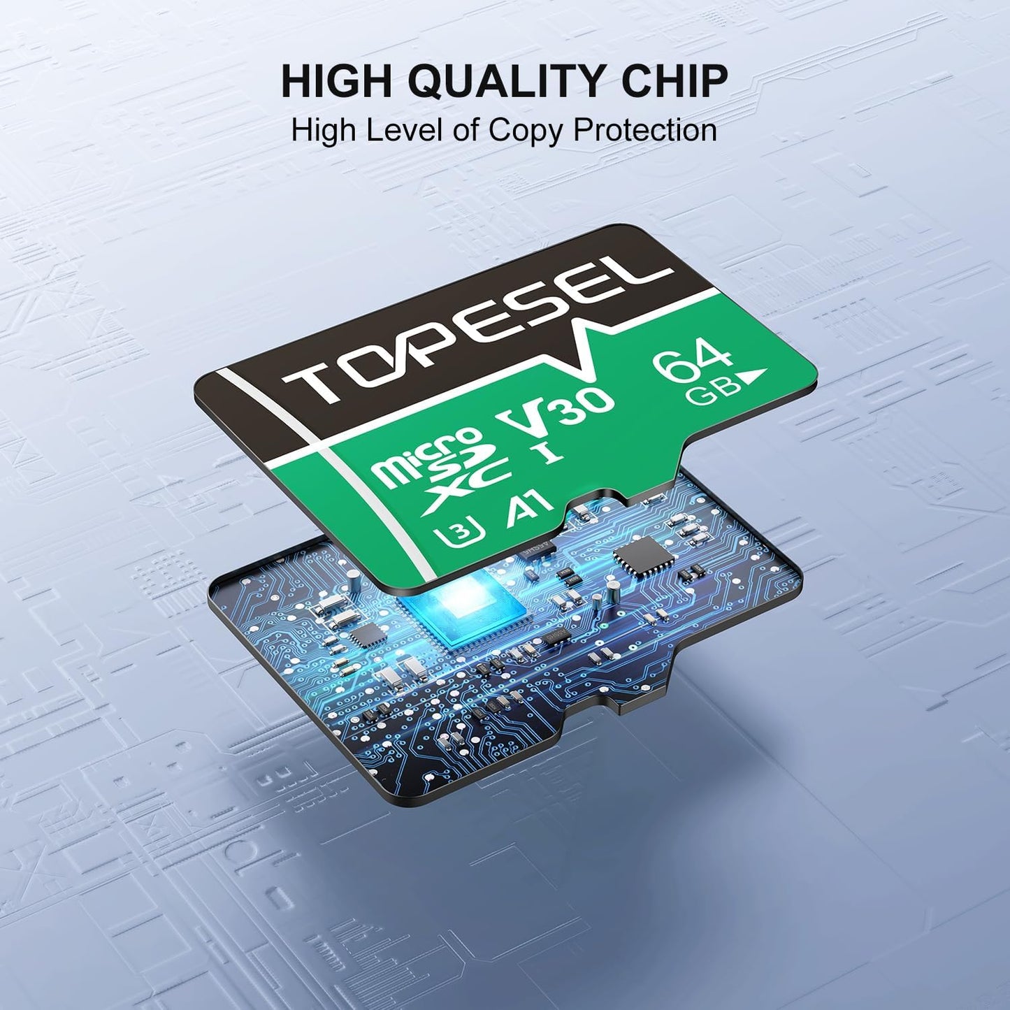 TOPESEL Micro SD Card high Speed 90mb per Second TF Card 4K Recording Memory Card with Adapter (5 Pack, 64, GB)