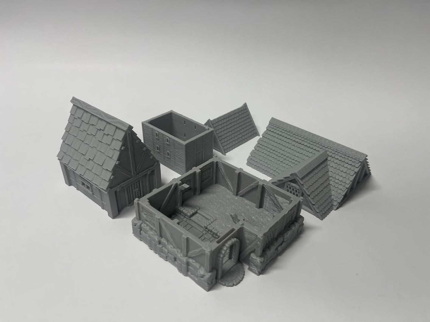 Paintable Tabletop Miniature Little Town Building Terrains Compatible with RPG War Games - 18mm Scale Dioramas Building Set Scenery with Medieval Architecture Style by HAUTICO (HVillageHouses1-1)