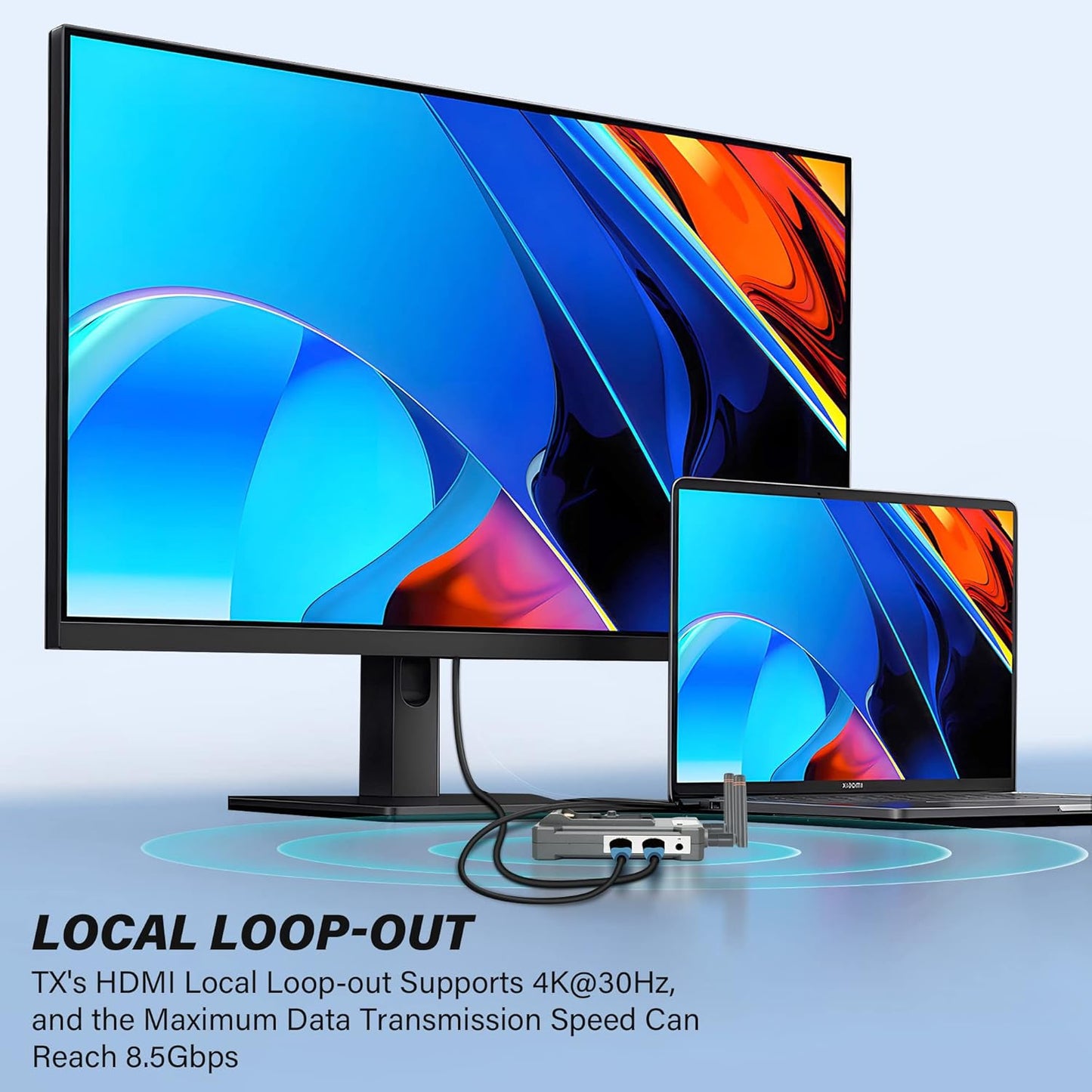 Receiver Only,Wireless HDMI Transmitter and Receiver 1080P@60Hz,900S Wireless HDMI Extender RX up to 4 RXs, 820FT Long Distance Low Latency,Loop Out and IR Control,Suitable for Projector,TV,PC,DVR