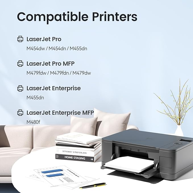 XJI 414A (with Chip) Compatible Toner Cartridges Replacement for HP 414 A X W2020A W2021A W2022A 414X Ink 4 Pack, for Color Laser Jet Pro MFP M479fdw M479fdn M479 M454dw M454dn M455dn Printer
