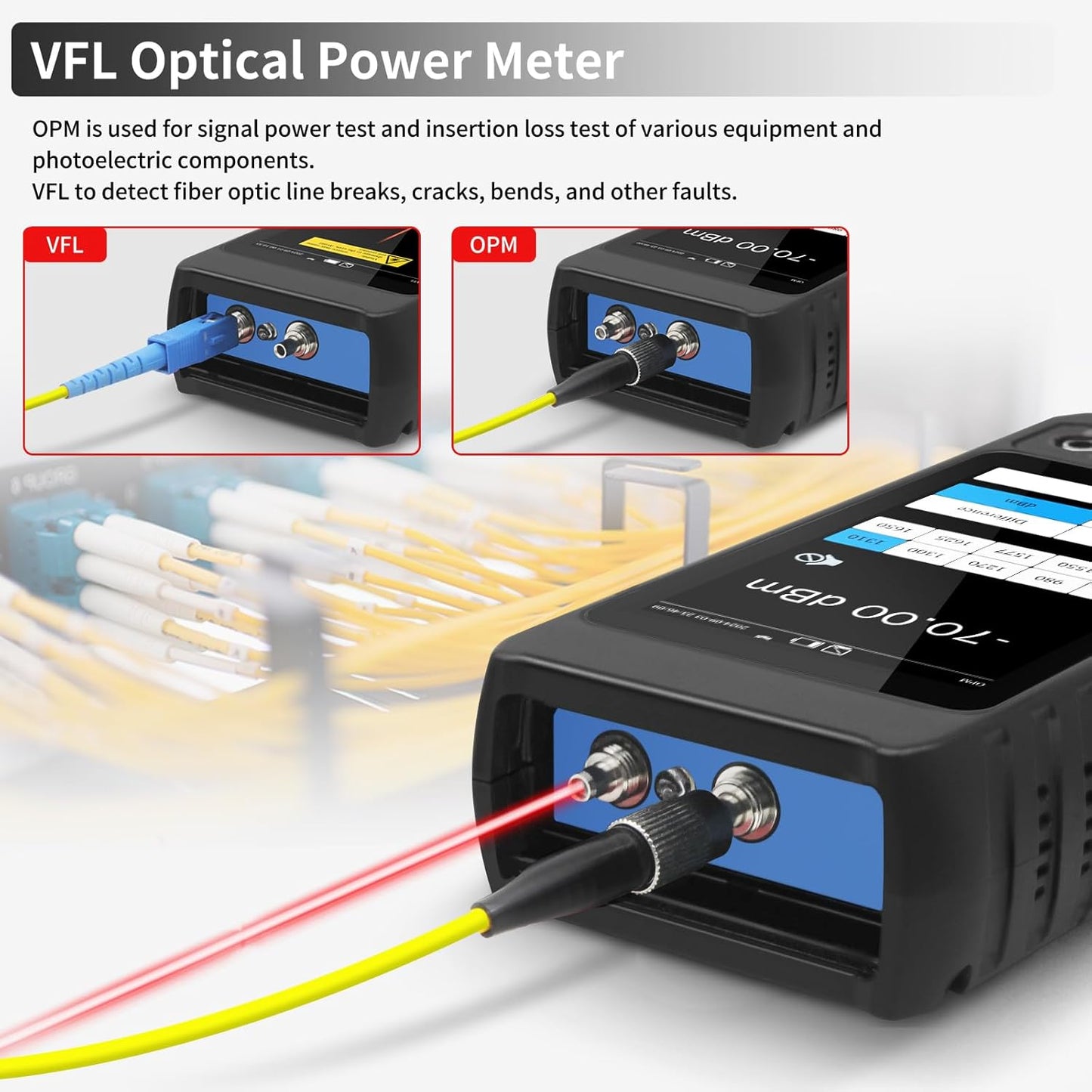 Multifunction RJ45 Network Caber Tester, UTP Cable Tester Ethernet Cable Tracer, 4" IPS Touch Screen Support Network Tools, Digital Multi-Meter, VFL,OPM, POE++ Detect,RJ45 TDR, Cable Length,NCV