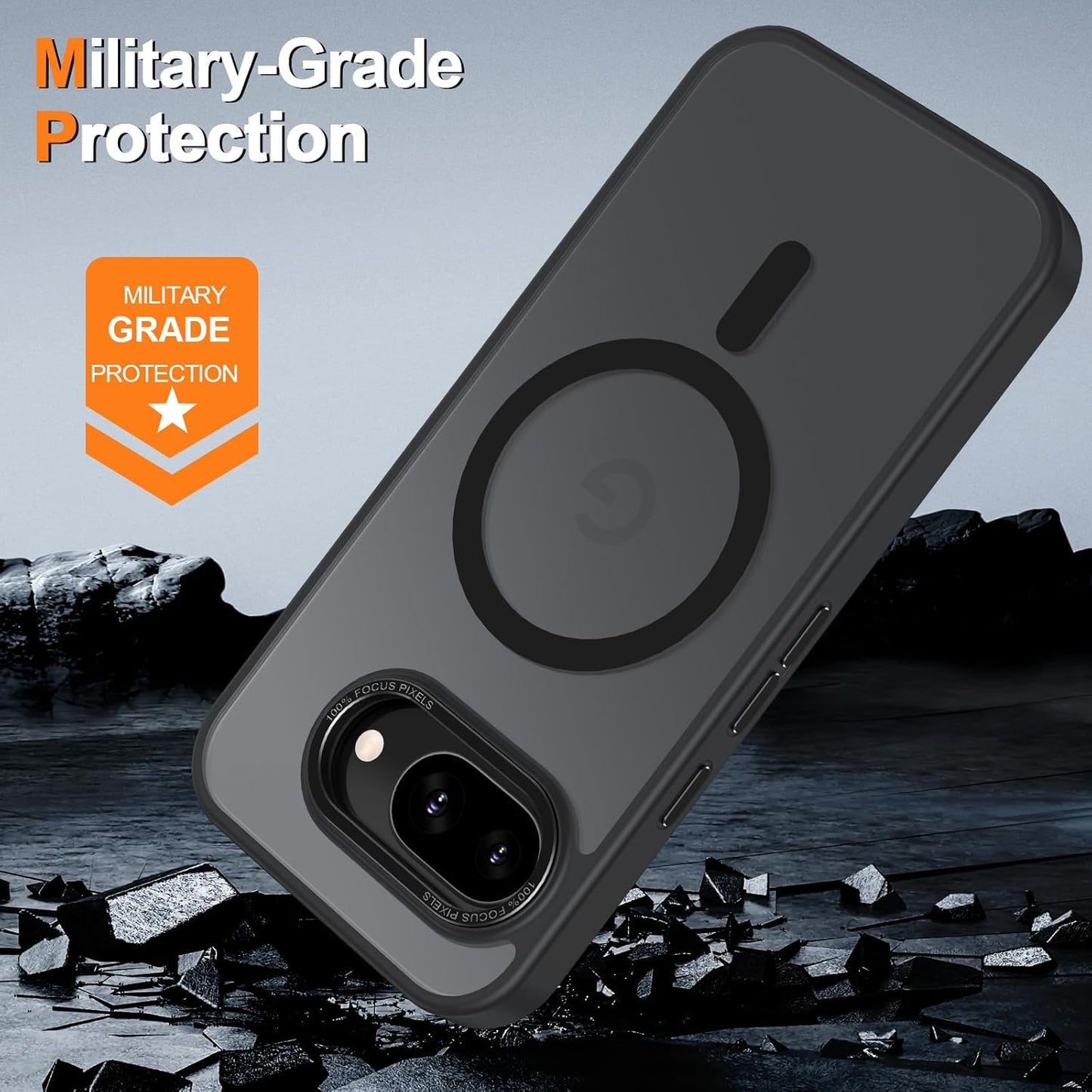 Magnetic for Google Pixel 9a Case, [Military Grade Drop Protection] [Compatible with MagSafe] Shockproof Slim Translucent Matte Anti-Slip for Women Girls Men Case, Black