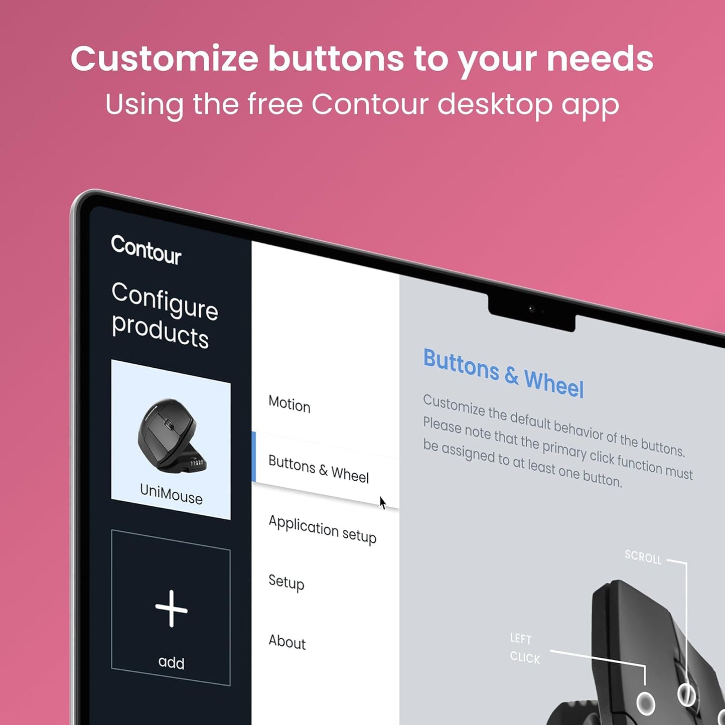 Contour Unimouse Ergonomic Vertical Mouse – Adjustable 35°-70° Angle, Customizable Thumb Rest, Rechargeable Battery with Long Life, 6 Programmable Buttons, Ideal for All Day Comfort and Pain Relief 