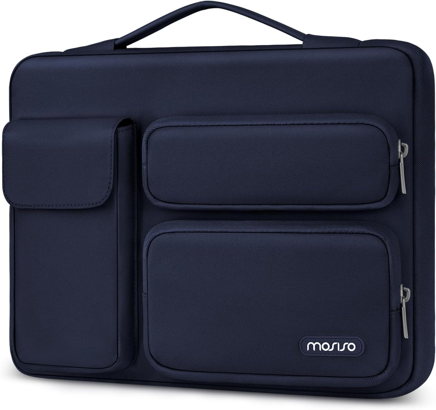 MOSISO 360 Protective Laptop Case 16 inch, 15-15.6 inch Laptop Sleeve Compatible with MacBook Pro 16, HP Acer Dell Lenovo ASUS Notebook, Side Open Bag with 2 Raised&1 Flapover Pockets, Navy Blue