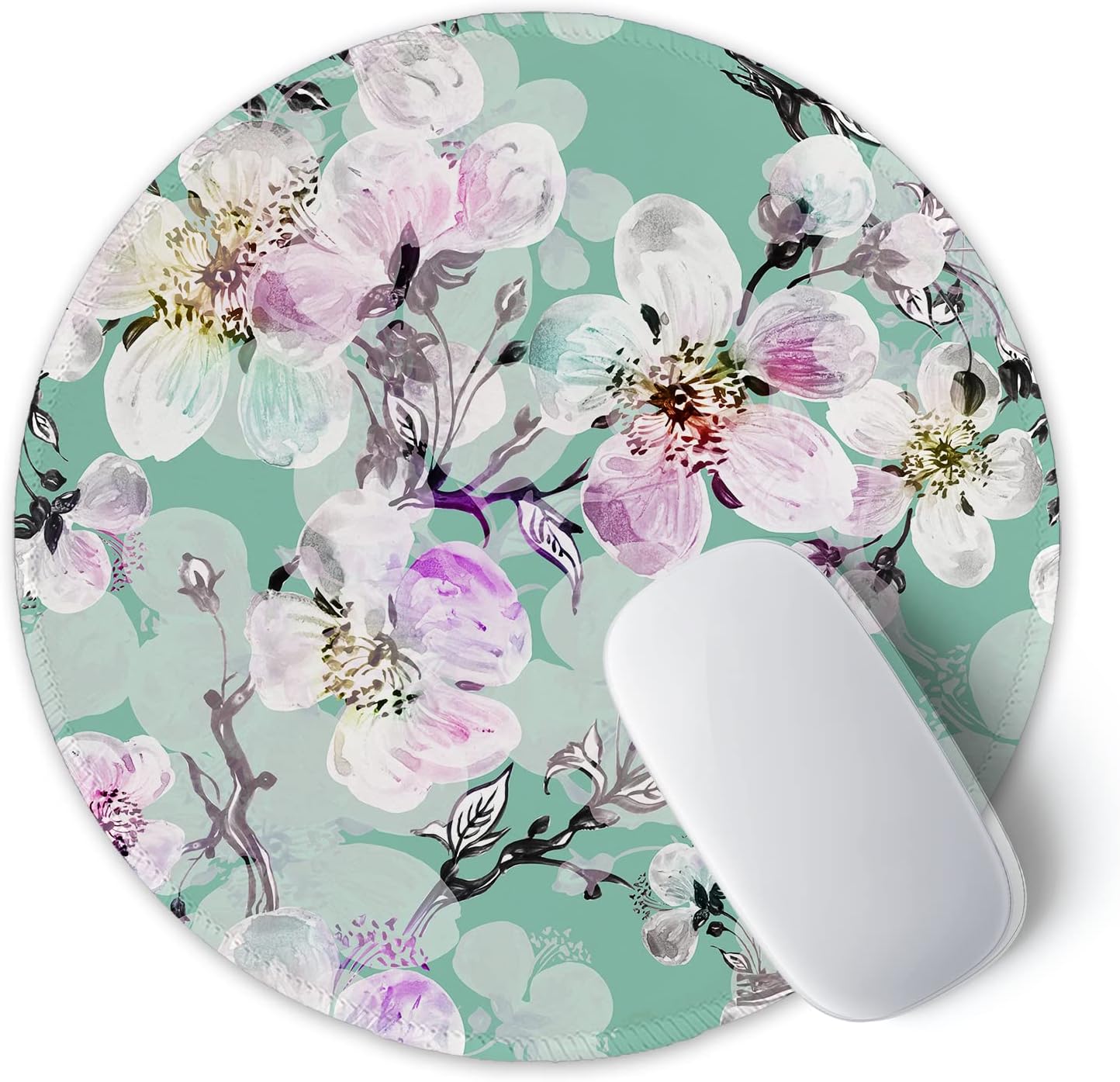 ITNRSIIET Round Mouse Pad with Stitched Edge Premium-Textured Waterproof Non-Slip Rubber Base Desktop Protection Mat Diameter 8.7 inches, Beautiful Flower Art