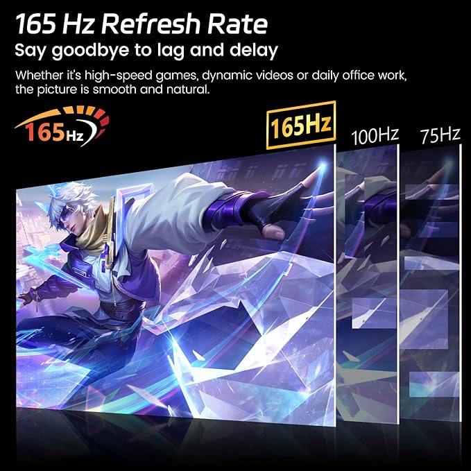 27 Inch 2K 165Hz Gaming Touch Screen Computer Monitor with HDMI USB Type C, 10-Point IPS PC Touch Display for Laptop Business Phone, VESA Mountable, Tilt Adjustable