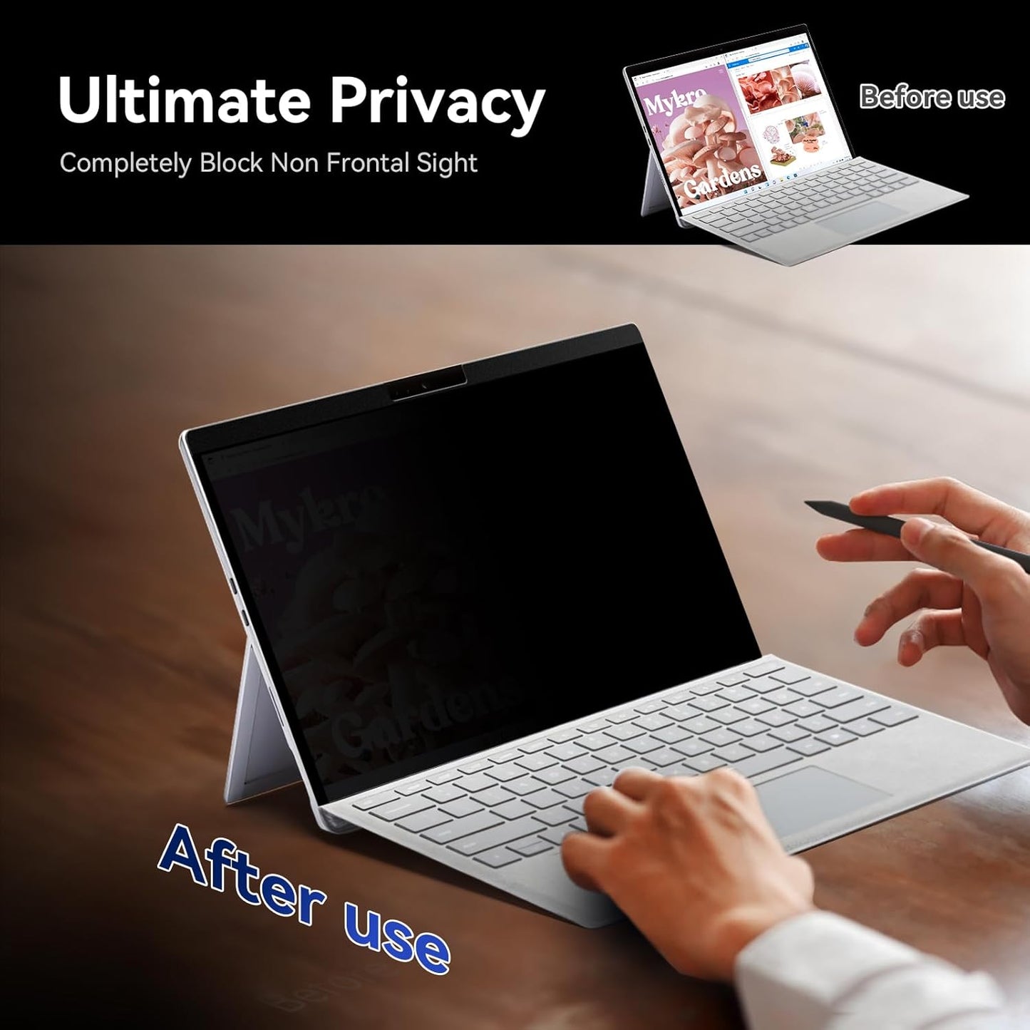 Magnetic Privacy Filter Compatible with Microsoft Surface Pro 7 Plus/Pro 7/Pro 6/Pro 5/Pro 4/Pro 3, 12.3 Inch Removable Anti Spy Glare Blue Light Privacy Screen