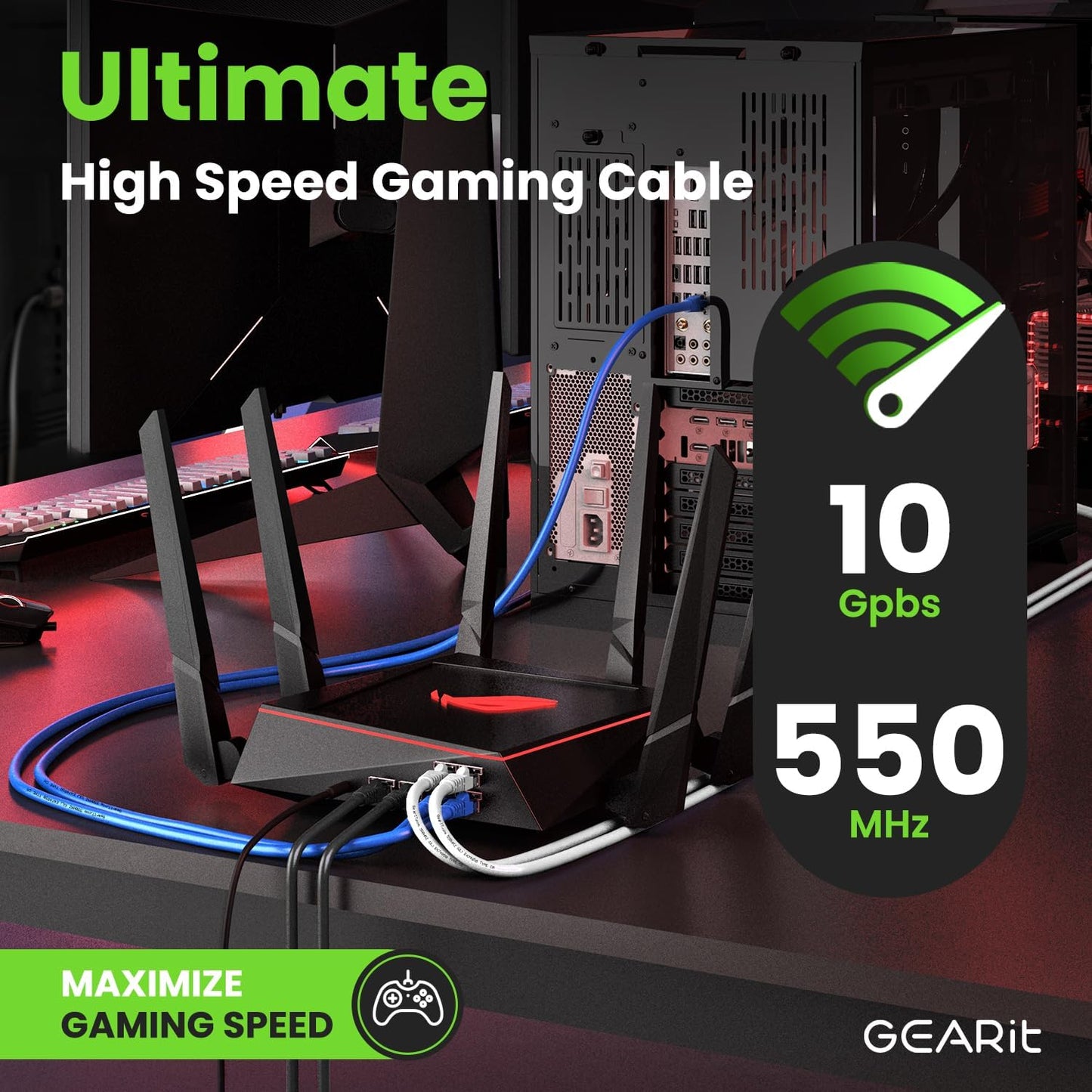 GEARit Cat 6 Ethernet Cable (1-Pack 5 Feet) Cat6 Network Patch, 10Gbps, RJ45, Snagless Cord, Gold-Plated Connectors, Internet for PC, TV, Tablet, Router, Printer, Servers, IT Data Center - Black