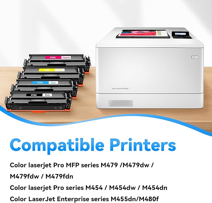 414A Toner Cartridge High Yield Replacement for MFP M479fdw Toner for 414A 414X 4 Pack Work for HP Color Laser Jet Pro MFP M479fdw M454dw M454dn M455dn MFP M480f M479dw M479fdn Printer (BK/C/Y/M)