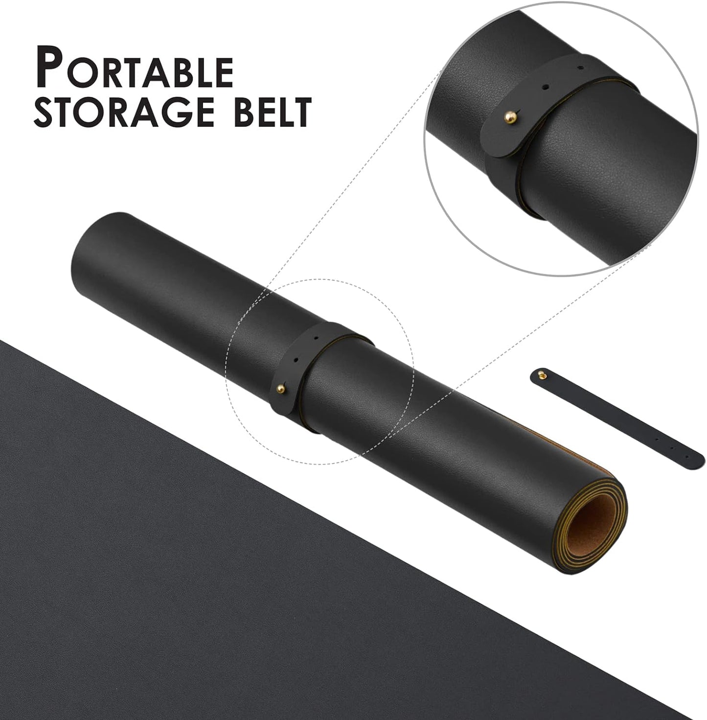Compact Cork Desk Mat - Small Dual-Sided Desk Pad for Office and Home - Desk Organization and Accessories - Ideal for Large Mouse Pad and Small Desk Mats on Top of Desks(Black,23.6"x 11.8")