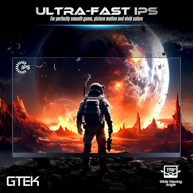 GTek 27 inch 240Hz 2K Gaming Monitor, QHD 2560 x 1440P Computer Monitor, Extreme Low Motion Blur, Fast IPS 1ms MPRT, DisplayPort/HDMI, VESA, Height Adjustable- Q2740P