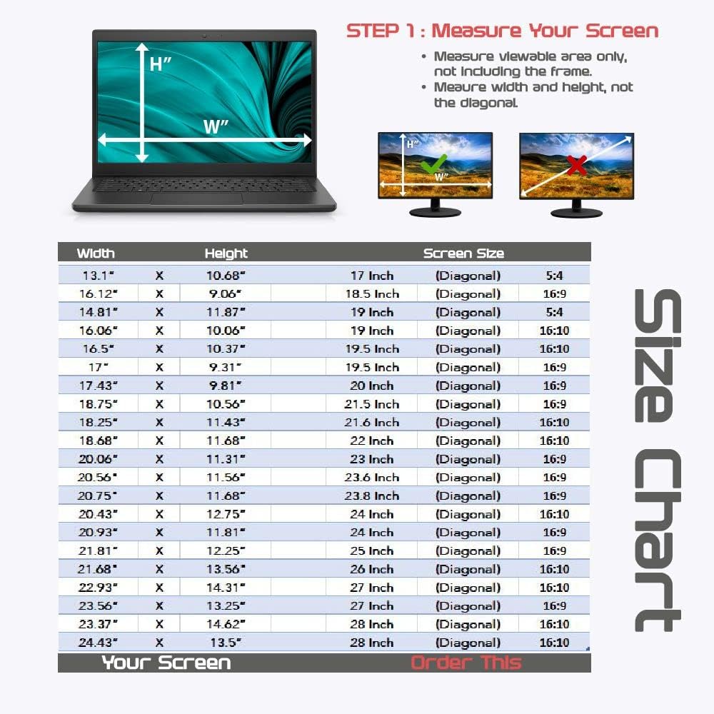 Computer Privacy Screen Filter for Widescreen Monitor - Anti-Glare, Blue Light Reduction, and Privacy Shield Protector - 24 Inch 16:9 Aspect Ratio