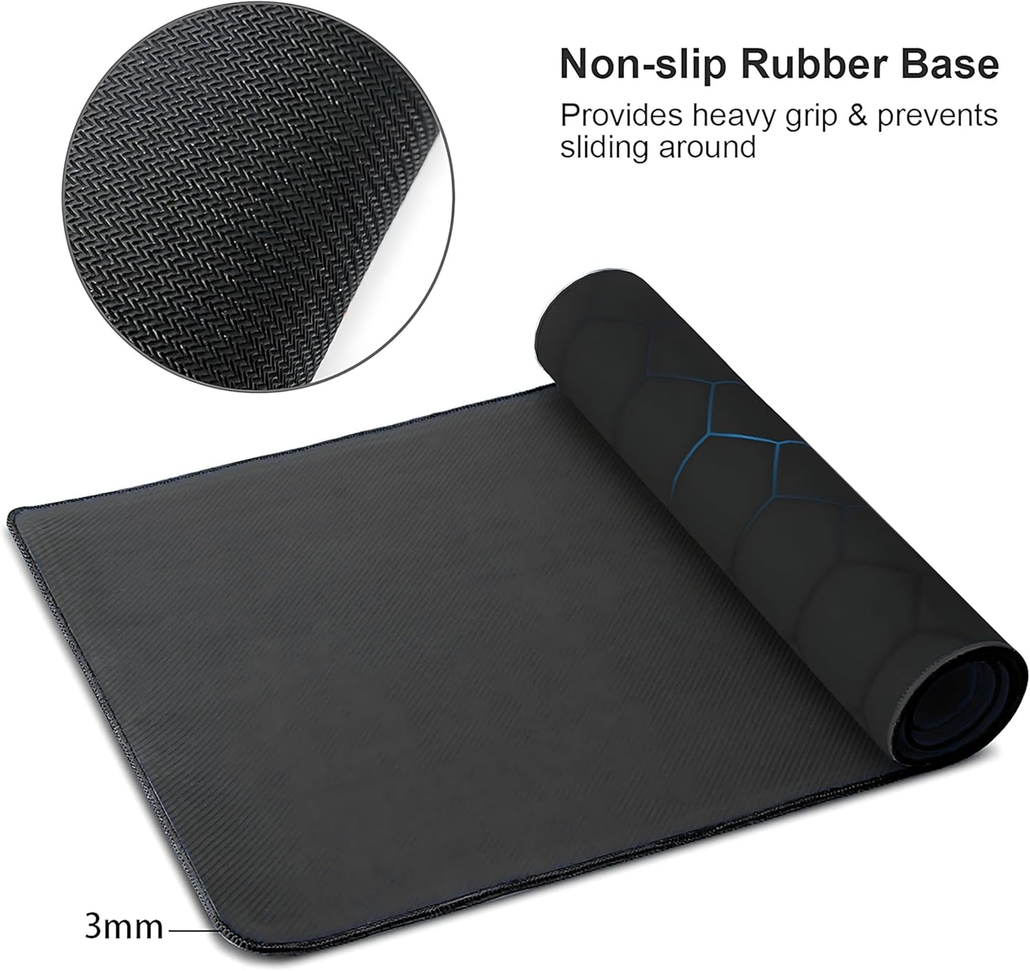 Hexagon Honeycomb Large Mouse Pad,Gaming Keyboard Desk Pad,Extended Mouse Mat Non-Slip Rubber Base with Stitched Edges for Office Game Home XXL 35.4"x15.7"