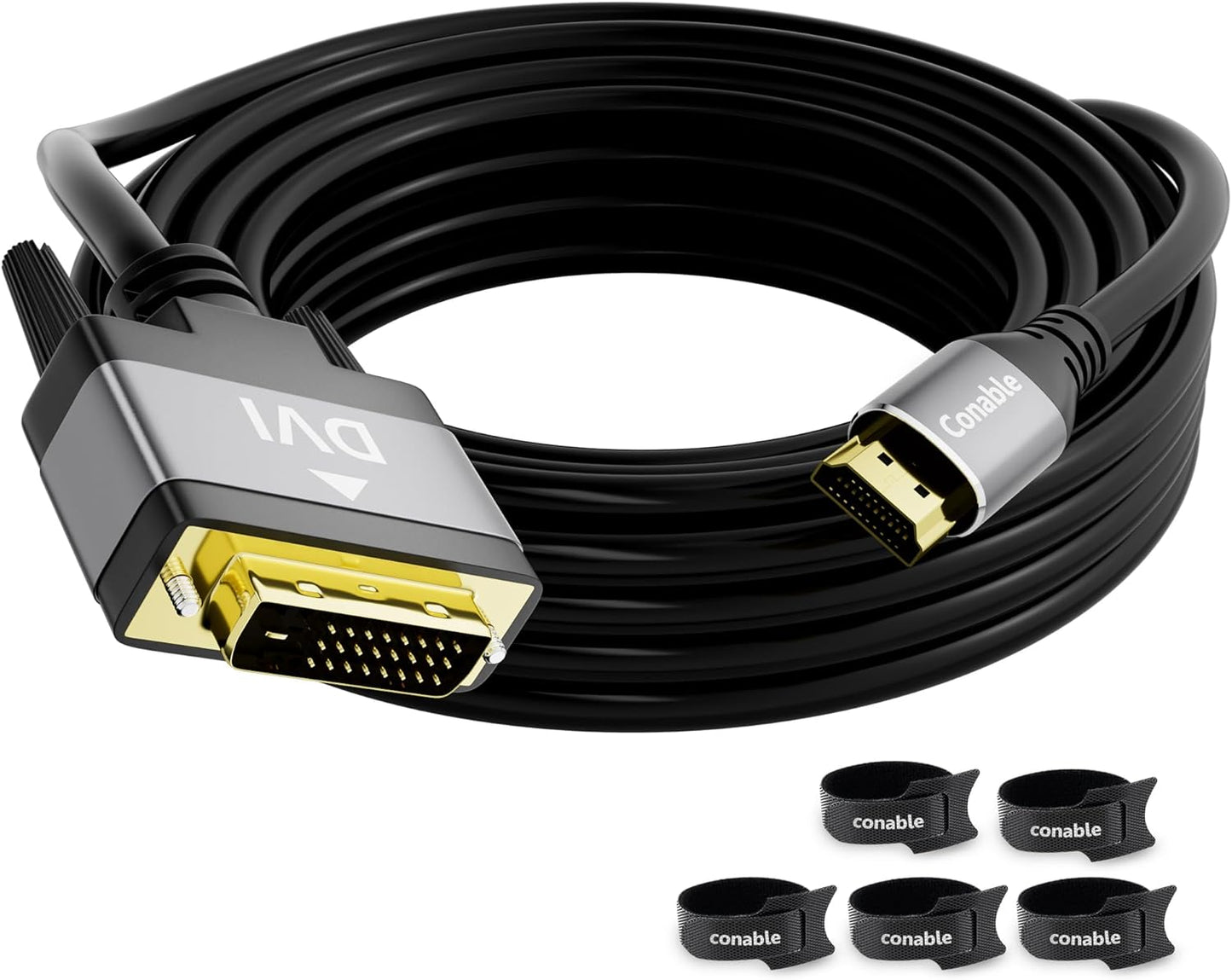 HDMI to DVI Cable 10FT, Bi-Directional DVI to HDMI Male to Male Cord, HDMI A to DVI-D Adapter, Gold-plated Connectors, Aluminum Shells, 1080P, for Computer, Monitor, Projector, Raspberry Pi, Xbox, PS3