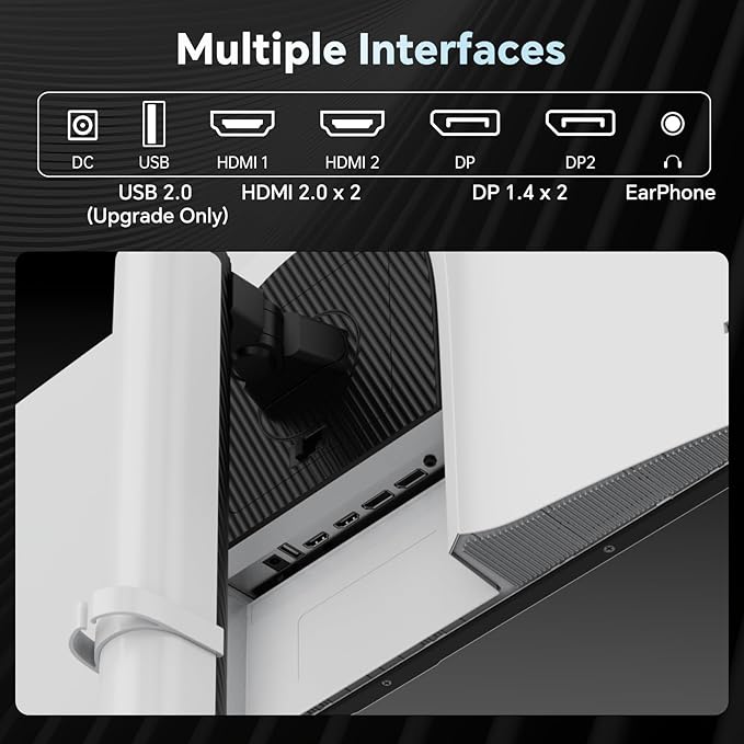 KTC Gaming Monitor 27 Inch | 2K@200Hz (OC 210Hz) | Built-in Speakers | Fast IPS Panel | 1ms Response Time (MPRT) | 450 cd/㎡ Brightness, HDR400 | Adaptive Sync | 131% sRGB, 97% DCI-P3, ΔE＜2 | White