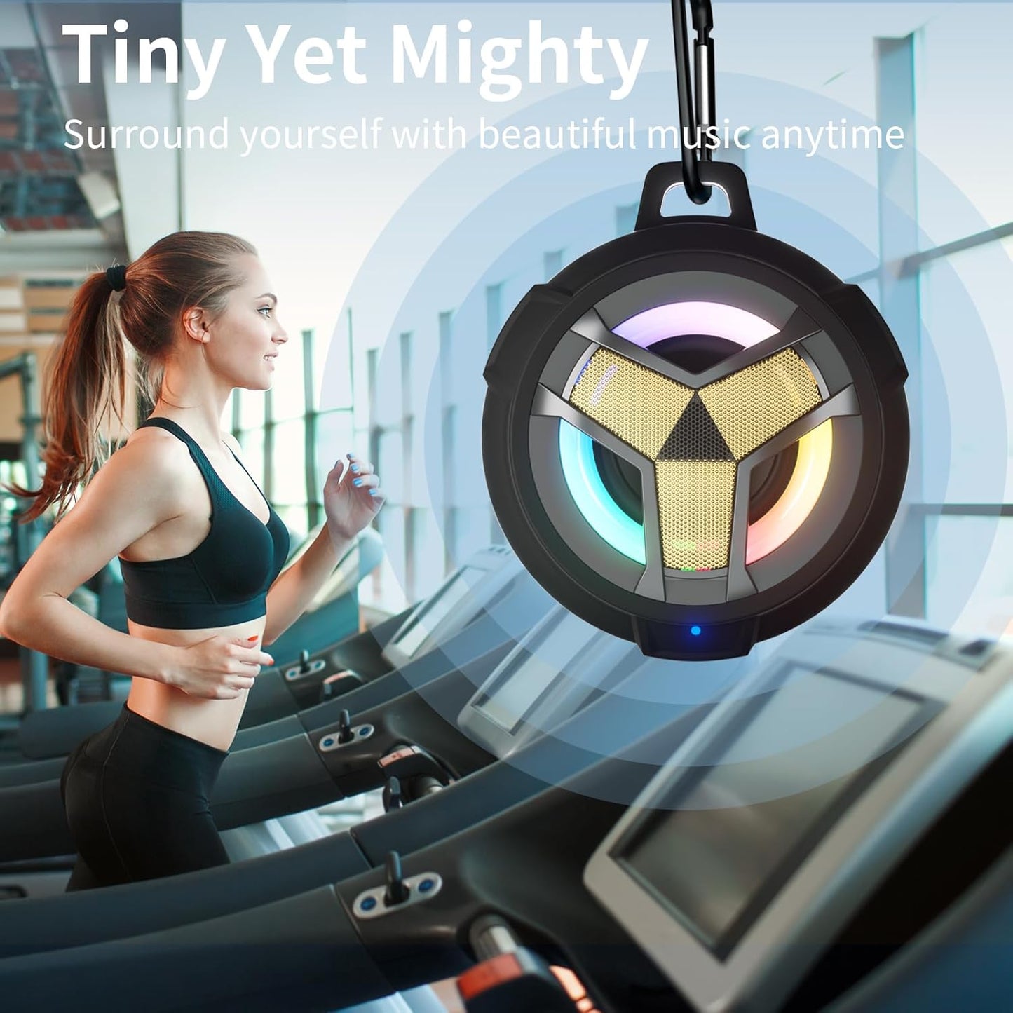 EBODA Waterproof Bluetooth Speaker, Shower Wireless Speaker, IP67 Waterproof, LED Light, Floating, Portable Speakers for Travel, Pool, Beach, Kayak, Gifts for Men-Black Golden Special Edition