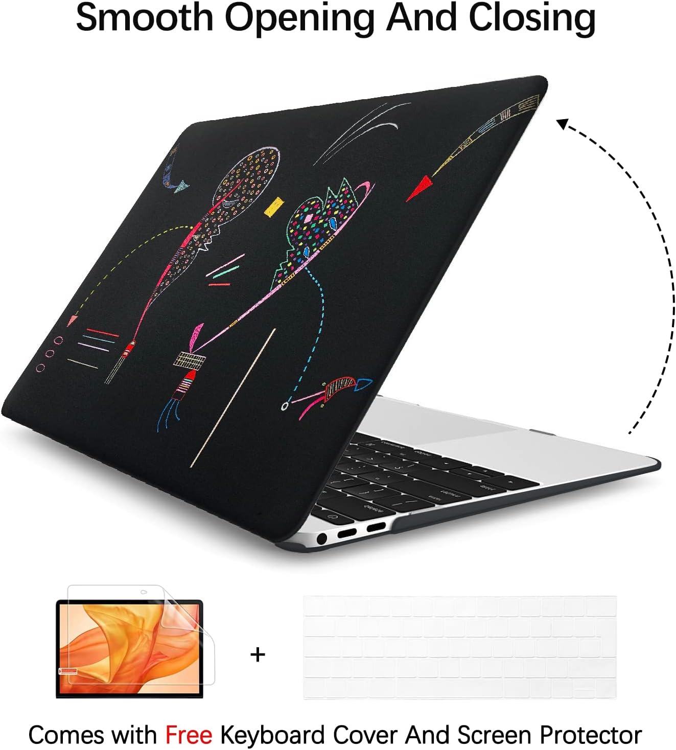 Berkin Arts for MacBook Air 15 inch Case 2025 2024 2023 Release M4 A3241 M3 A3114 M2 A2941 with Keyboard Cover & Screen Protector Naive Art Illustrated (Two Sides by Kandinsky)