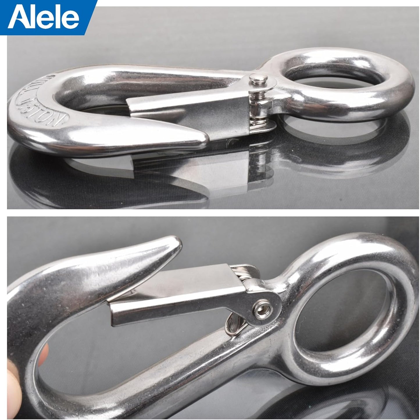 Alele 2Pack 0.5T Crane Scale Grab Hooks,Slip Hooks,Stainless Steel Lifting Hook Rigging Accessory