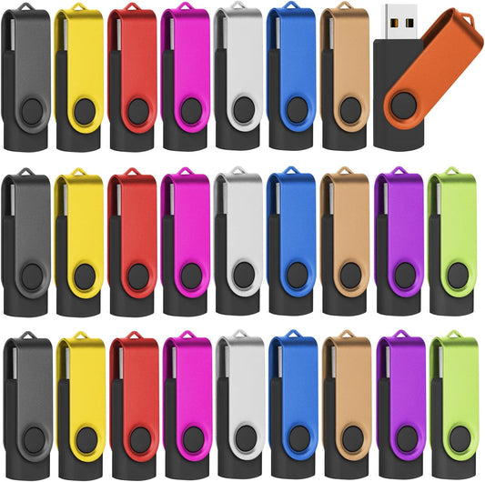 EASTBULL Flash Drives Bulk 128MB USB Thumb Drive 50 Pack USB 2.0 Memory Stick Swivel Pen Drive with Lanyard for Storage and Backup (128MB 50 Colors)