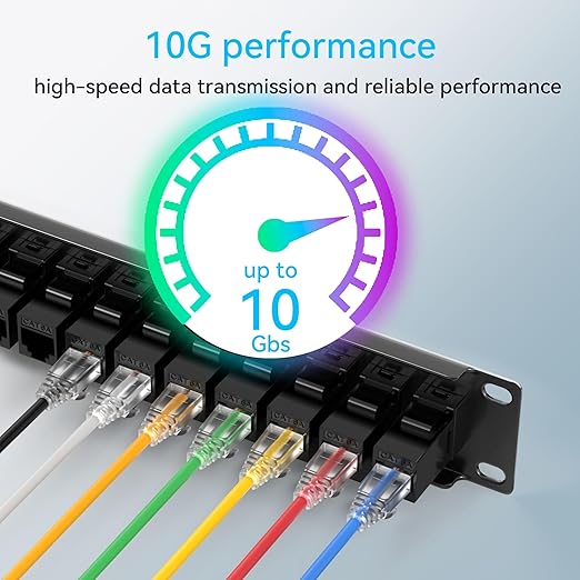 Mini Patch Panel 12 Port Cat6a with Coupler Keystone, Cat6 Network Panel 10G No Punch Down, Time-Saver Ethernet 1U Rj45 Panel, Rackmount 10 Inch Patch Panel