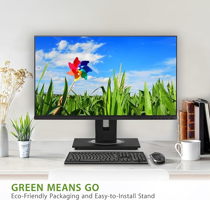 ViewSonic VG2748A 27 Inch IPS 1080p Ergonomic Monitor with Ultra-Thin Bezels, HDMI, DisplayPort, USB, VGA, and 40 Degree Tilt for Home and Office, Black