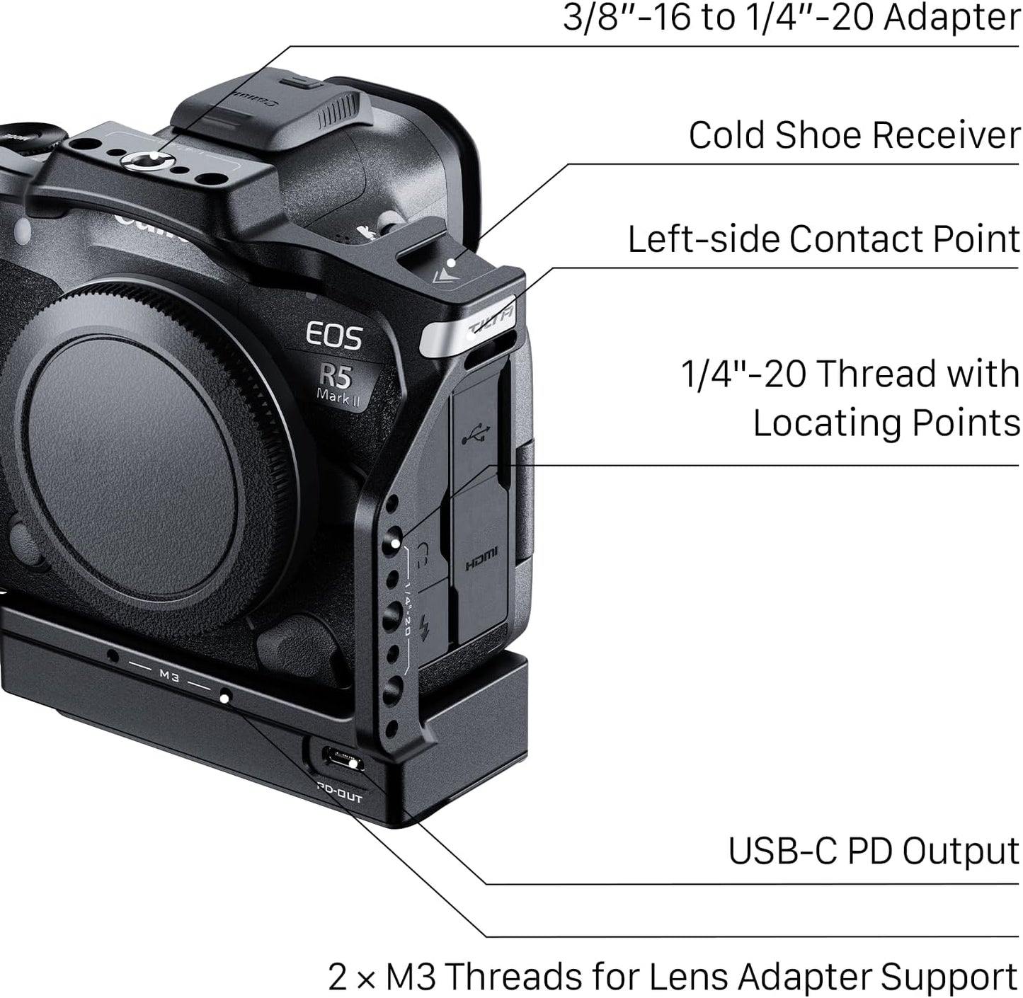 Tilta Full Camera Cage with Cooling System Compatible with Canon R5 Mark II - Black