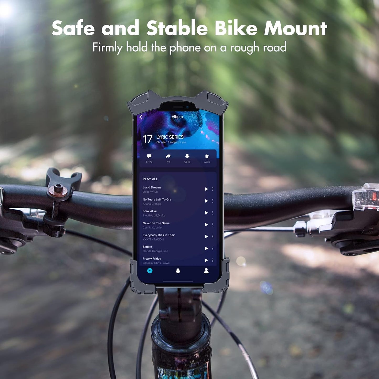 Universal Golf Cart Phone Holder, Adjustable Bike Phone Mount Bike Phone Holder for Handlebars Compatible with iPhone14,13,12,11, Pro Max ,Samsung Galaxy S21, S10, S9,and All 4.7-6.8” Cellphone