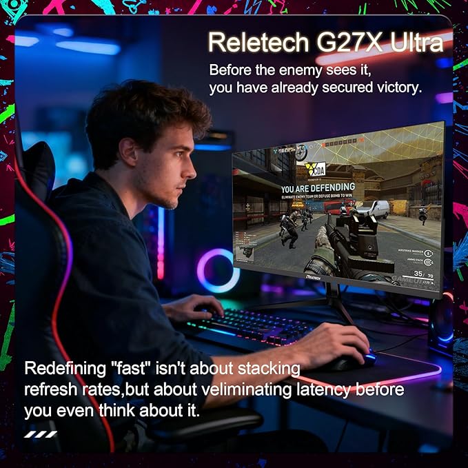 27-inch 300Hz Gaming Monitor, 2K QHD (2560x1440),1MS, Fast IPS Panel Computer Monitor, Support FreeSync,High Brightness 250 cd/㎡, 100% sRGB, HDMI,DP Ports (G27X Ultra)