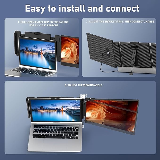 Laptop Screen Extender, 14" FHD 1080P IPS Laptop Monitor Extender Dual Screen, Travel Monitor for 13-17" Laptops with USB-C/HDMI Port, Plug and Play for Windows/Mac/Android