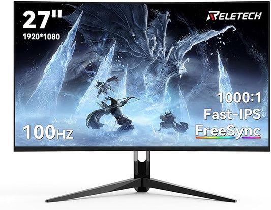 27" Full HD (1920 x 1080) Gaming Monitor Fast-IPS Panel AMD FreeSync Support,Up to 100Hz Refresh sRGB 72% 1000:1 Contrast Ratio VESA 100 * 100mm Compatible HDMI & VGA Ports (R27 Core)