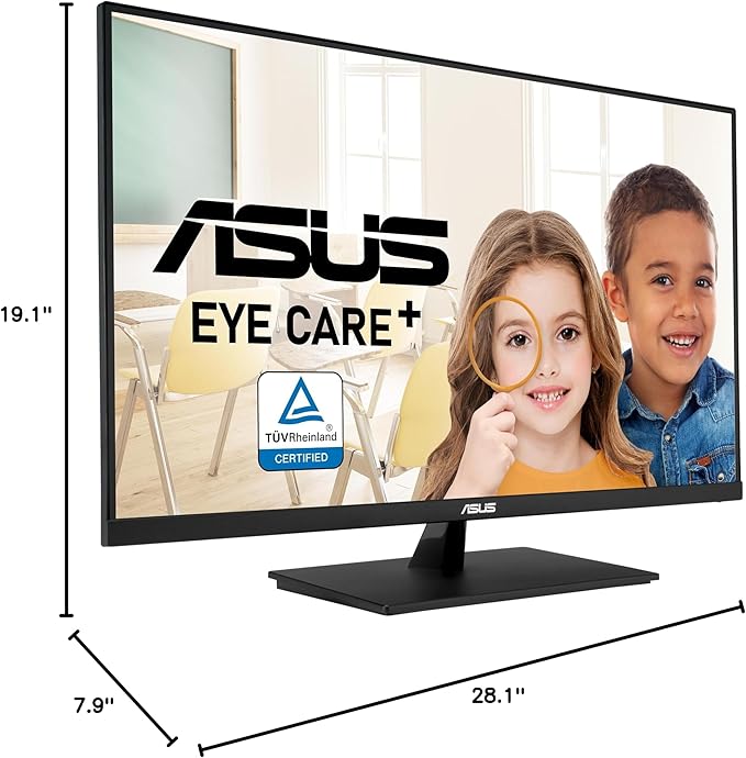 ASUS 31.5” 4K HDR Eye Care Monitor (VP327Q) – UHD (3840 x 2160), 99% sRGB, HDR-10, Adaptive-Sync, Speakers, DisplayPort, HDMI, Flicker Free, Blue Light Filter, VESA Mountable,Black