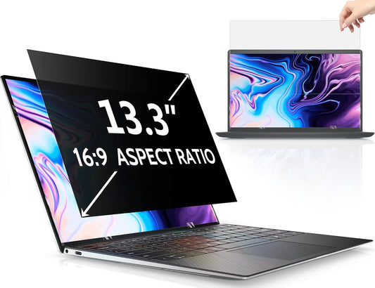 13.3 Inch Laptop Privacy Screen for 16:9 Computer Monitor, Anti Glare Blue Light Filter Protector, Removable 13 In Security Shield Compatible with Lenovo Hp Dell Acer Asus Thinkpad Envy Xps